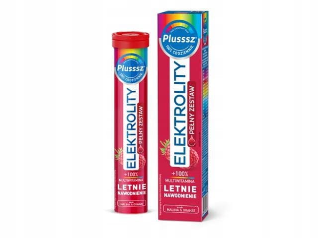 Plusssz Elektrolity + 100% Multiwitamina Malina & Granat 24 tabletki