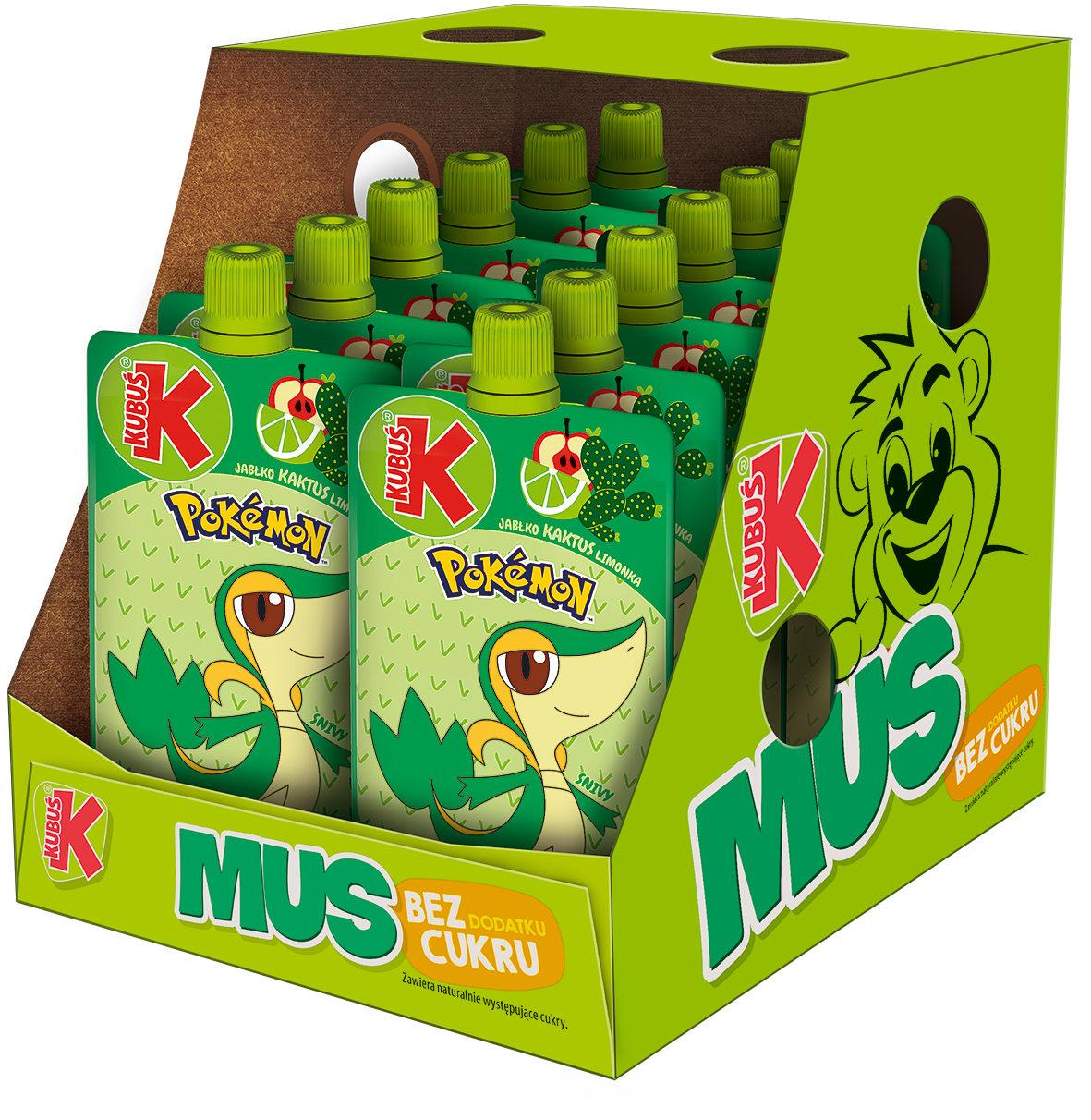 KUBUŚ Pokémon mus jabłko-kaktus-limonka 12x100g