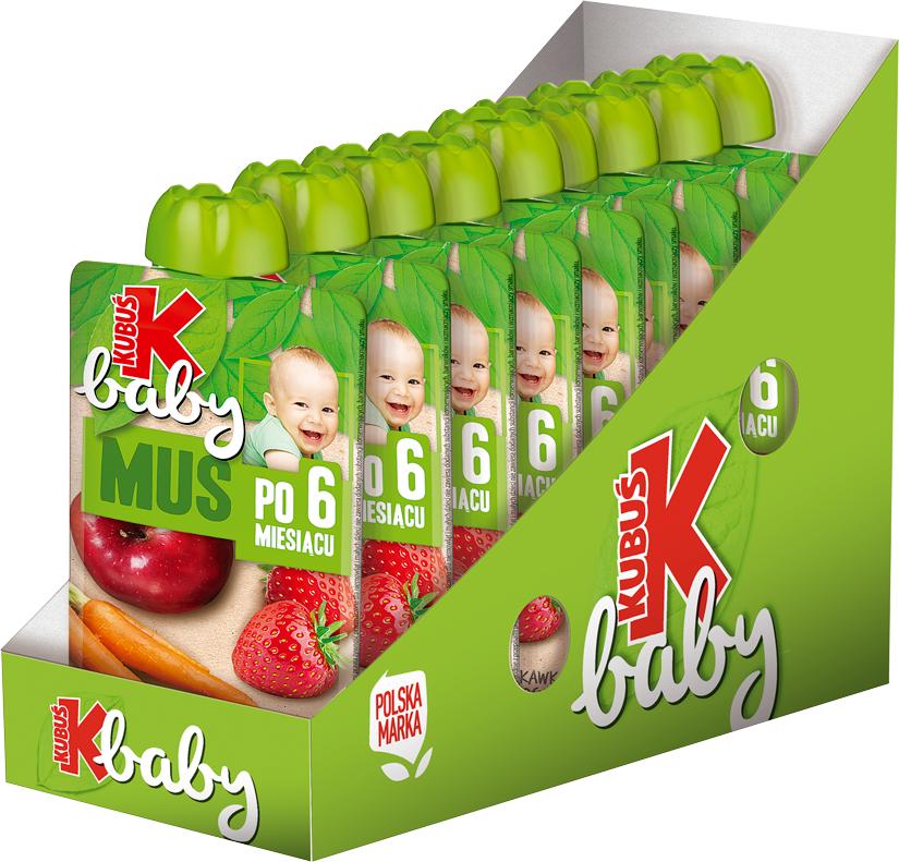 Kubuś Baby Mus po 6 miesiącu jabłko truskawka marchew 9x100 g