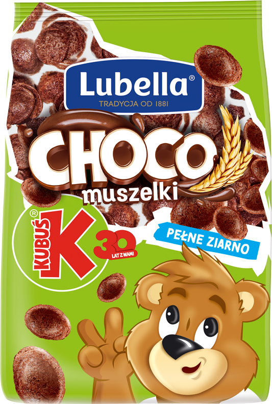 Lubella Kubuś Choco Muszelki Zbożowe muszelki o smaku czekoladowym 250g