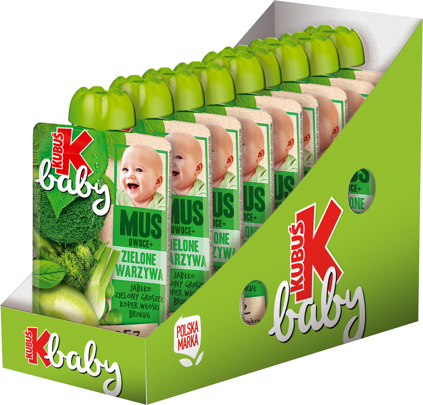 Kubuś Baby Mus Zielone warzywa koper brokuł groszek 9x100g