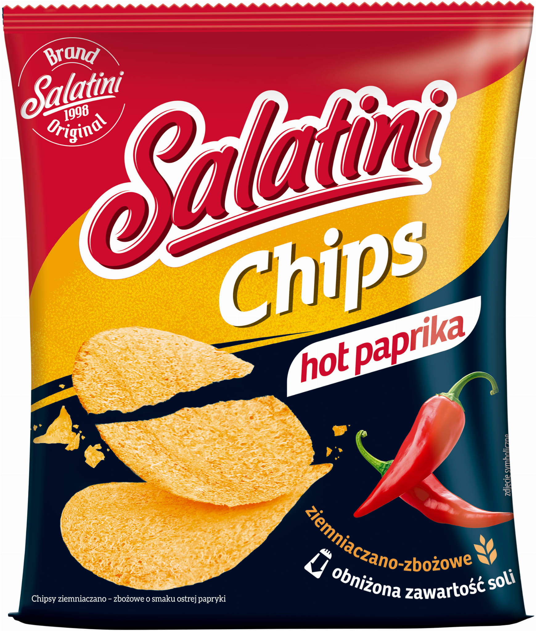 Chipsy ziemniaczano-zbożowe Salatini Hot ostra papryka 25g