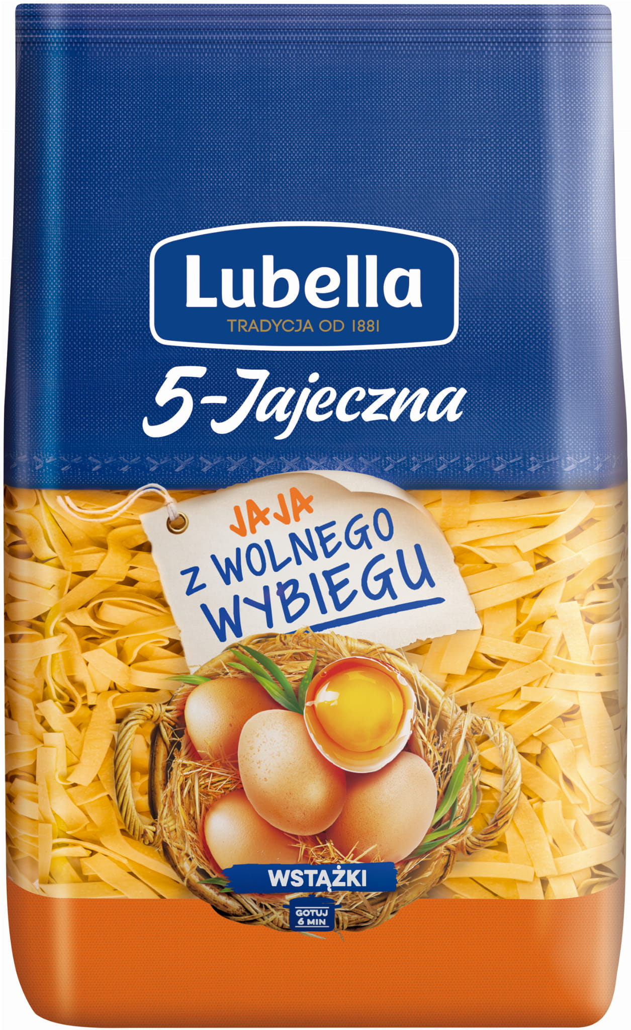 Lubella Jajeczna 5 jaj Makaron wstążki 400 g