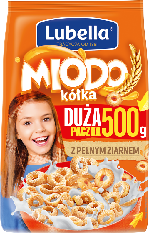Lubella Mlekołaki Miodo Kółka Zbożowe kółka z miodem 500g