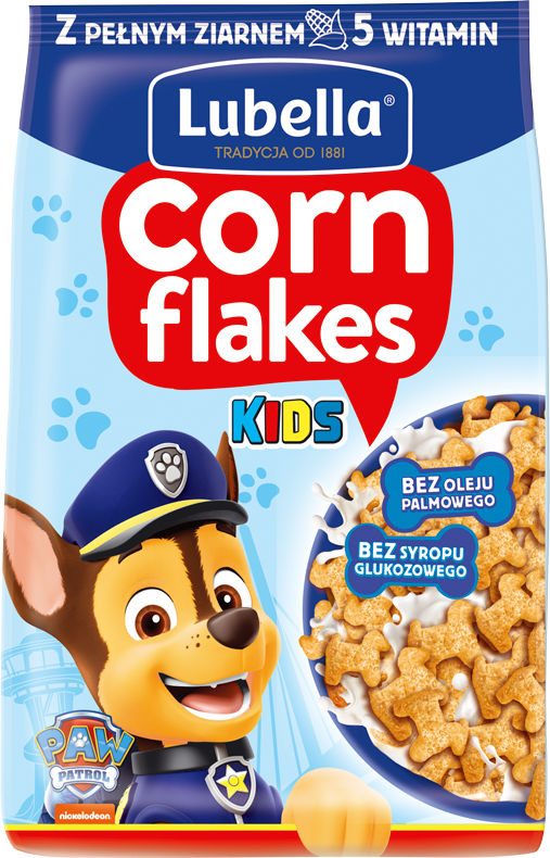 Lubella Płatki Corn Flakes Psi Patrol w kształcie piesków 400g