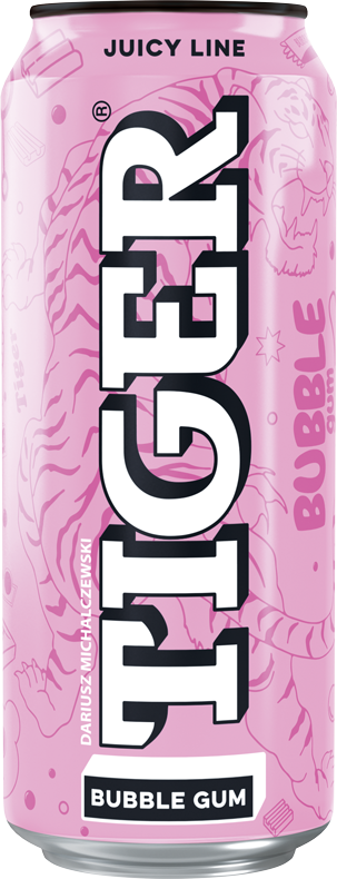 Tiger Juicy Line gazowany napój owocowy o smaku bubble gum 500 ml
