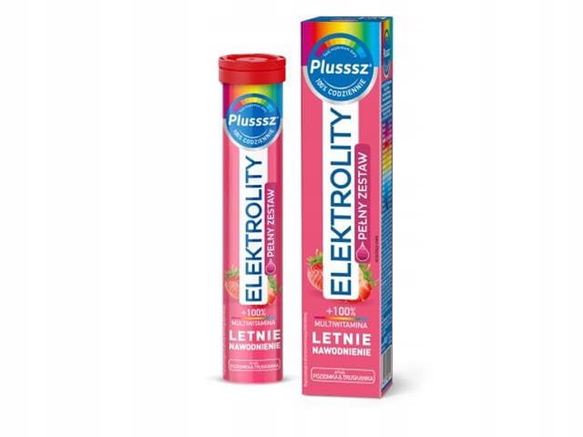 Plusssz Elektrolity + 100% Multiwitamina Poziomka & Truskawka 24 tabletki
