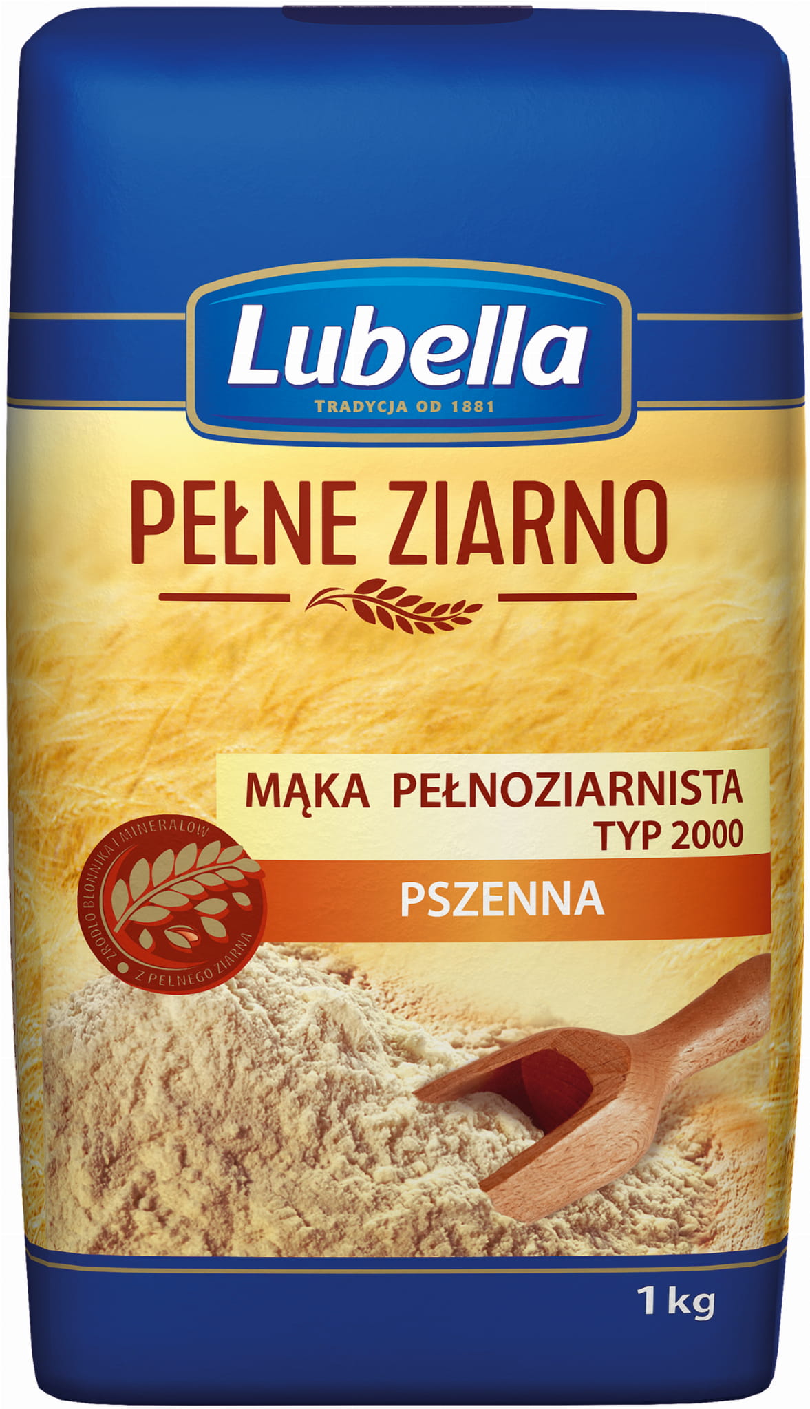 Lubella Pełne Ziarno Mąka pełnoziarnista pszenna typ 2000 1 kg