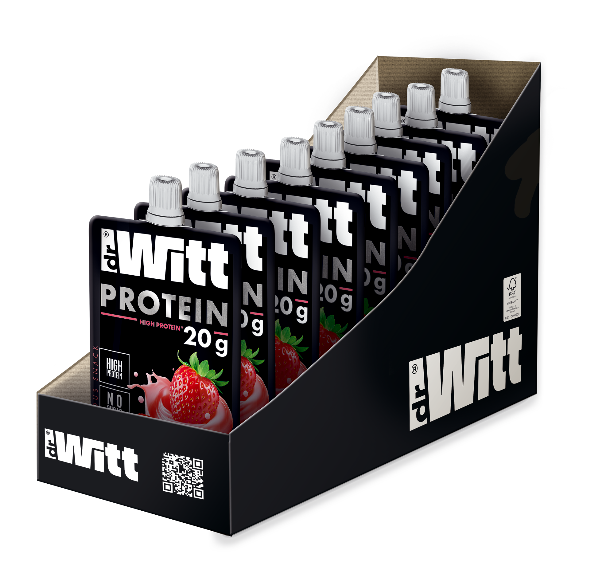 DR WITT Protein mus jabłko-truskawka-cytryna 200g x9