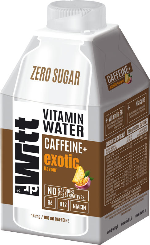 DrWitt Woda witaminowa z kofeiną z guaraną o smaku owoców egzotycznych 500ml