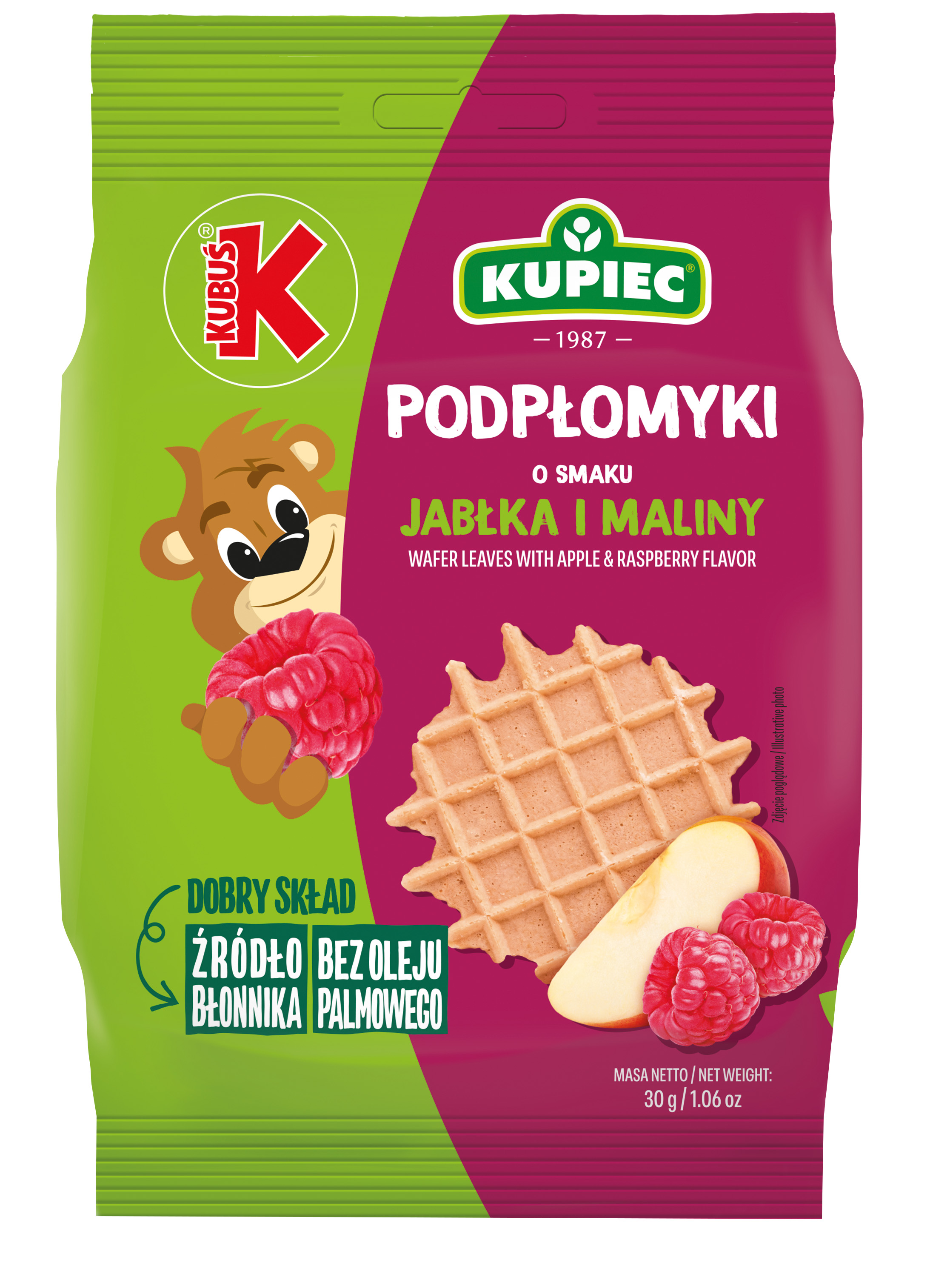 KUPIEC&KUBUŚ Podpłomyki o smaku jabłka i maliny 30g