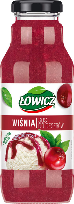 Łowicz naturalny gęsty sos do deserów Wiśnia 340g
