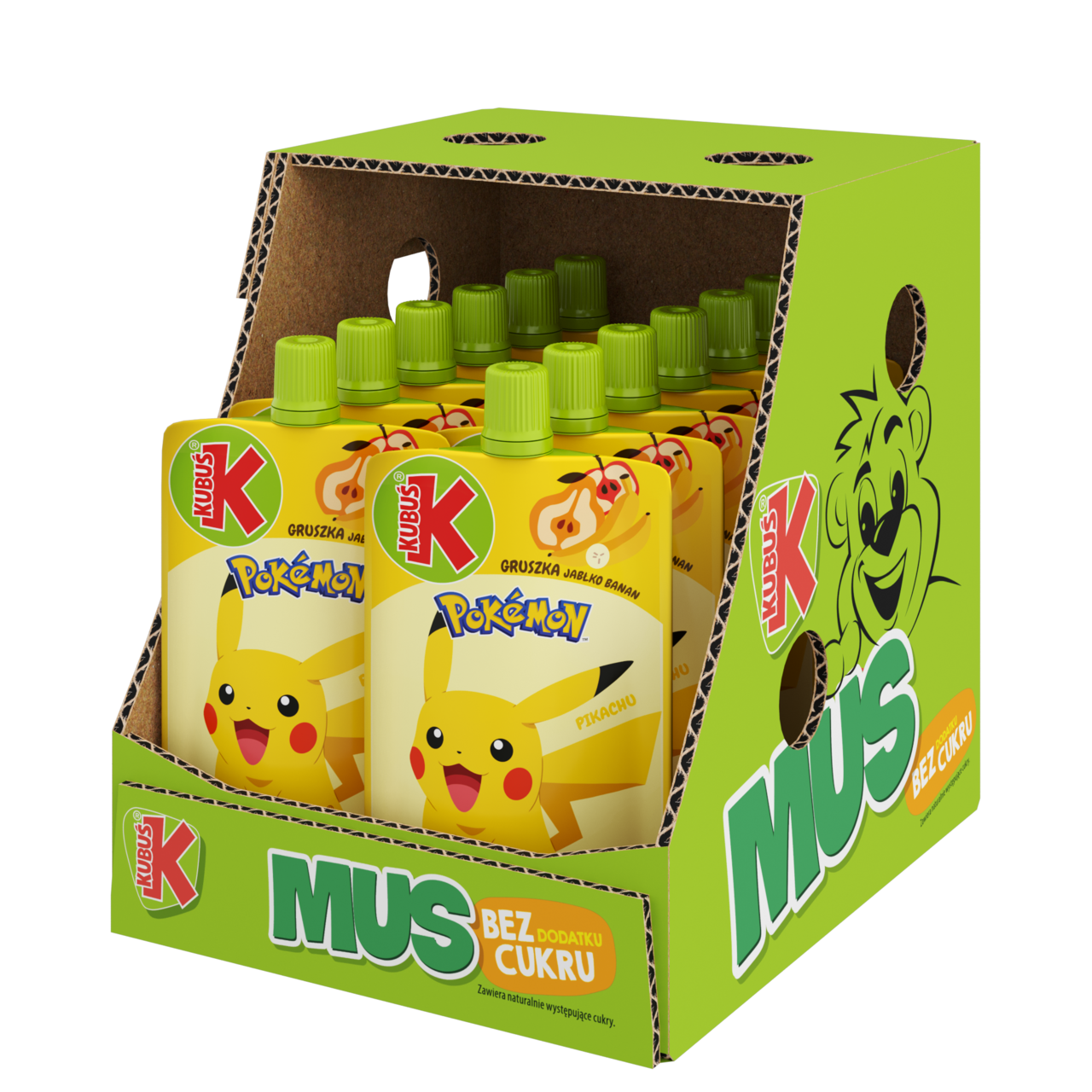 Kubuś Mus Pokemon gruszka jabłko banan 12x100g