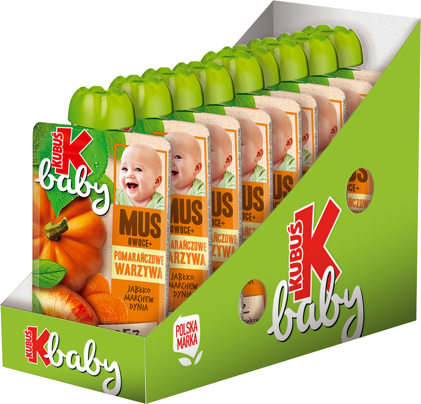 Kubuś Baby Mus Pomarańczowe warzywa jabłko marchew dynia 9x100g
