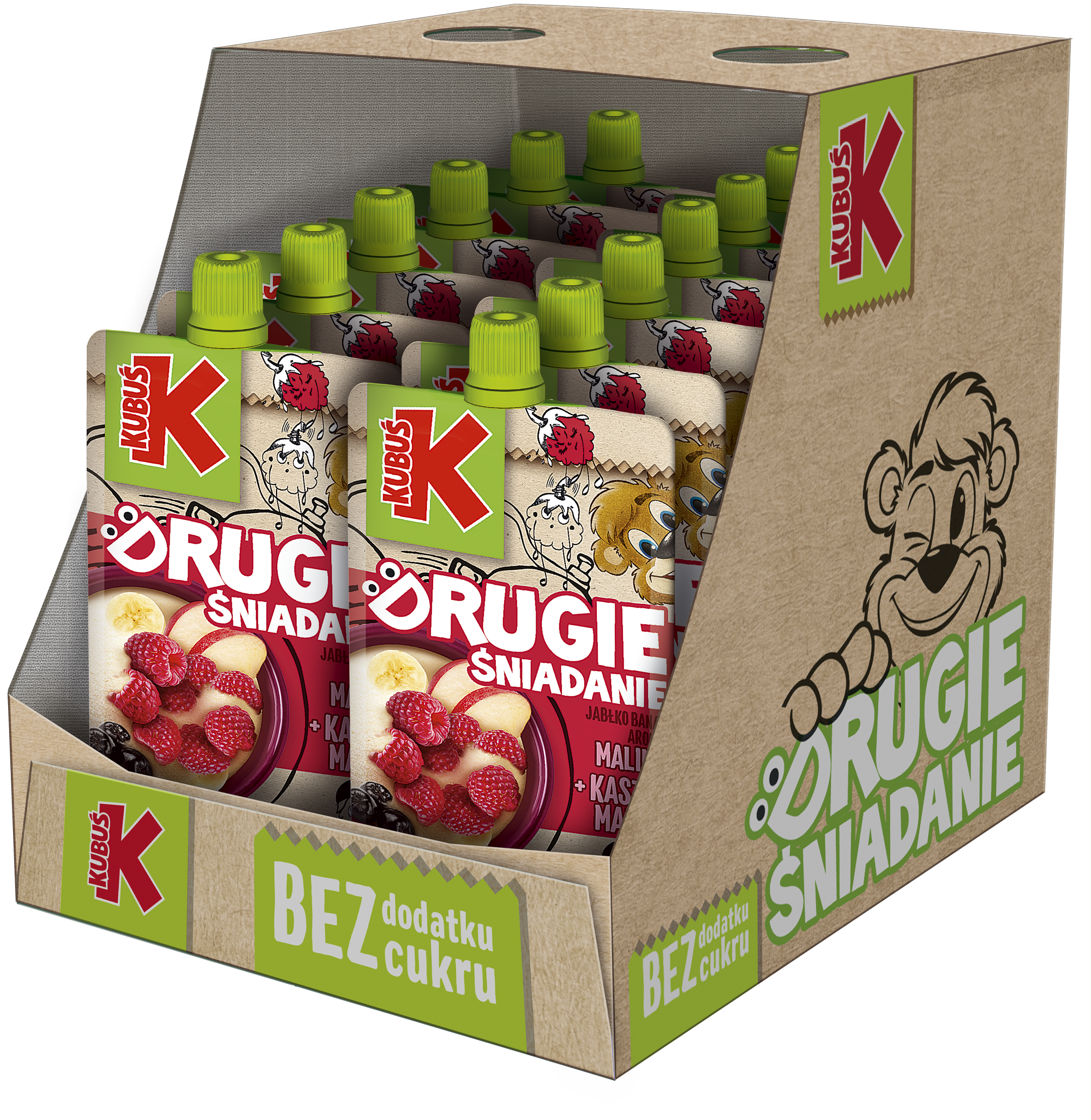 Kubuś Drugie śniadanie Mus jabłko banan aronia malina + kasza manna 12x100 g