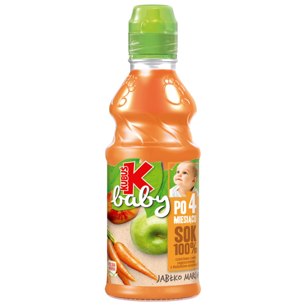 Kubuś Baby Sok 100% po 4 miesiącu jabłko marchew 300 ml