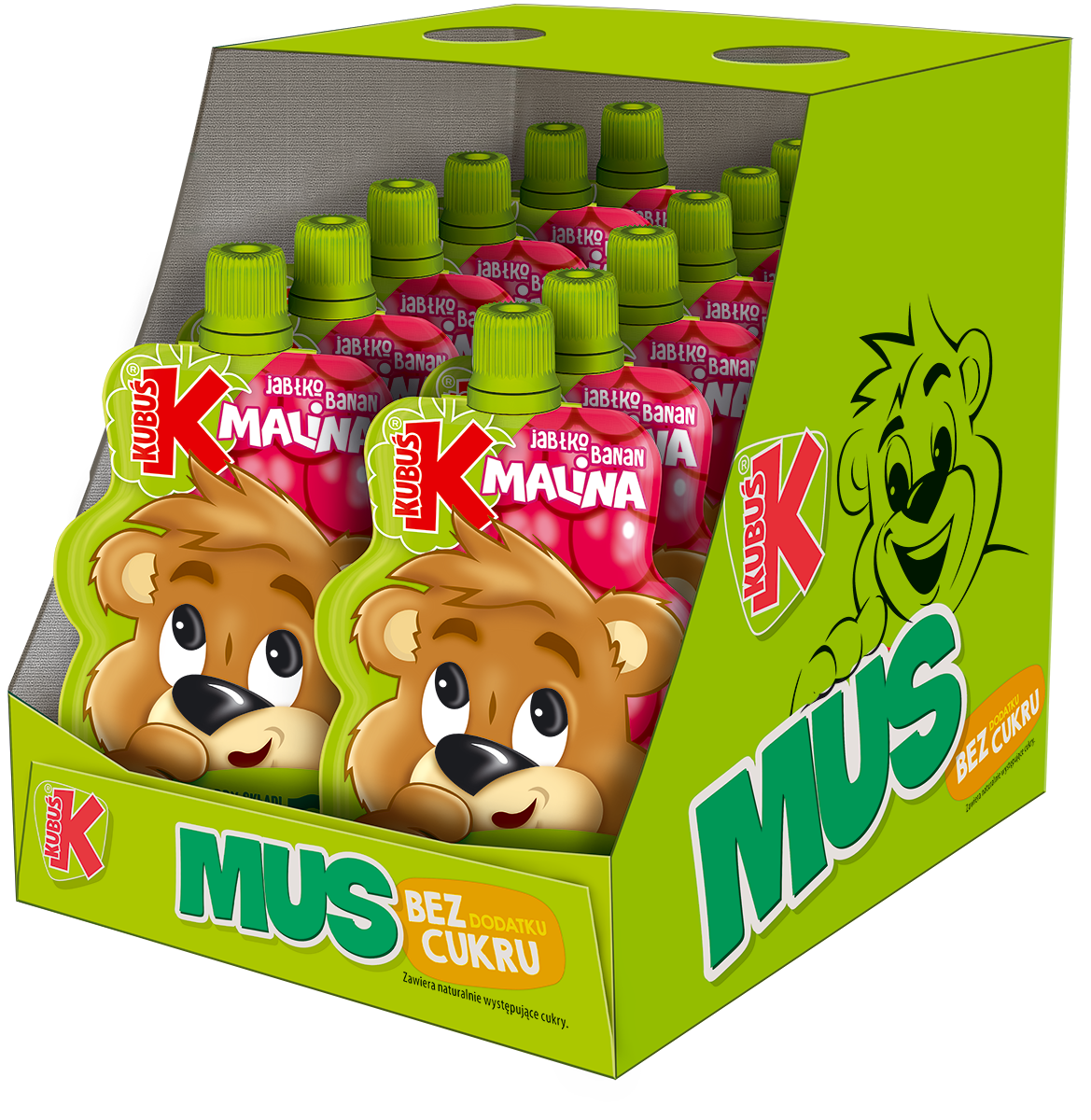 Kubuś Mus o smaku malina jabłko banan 12x100g