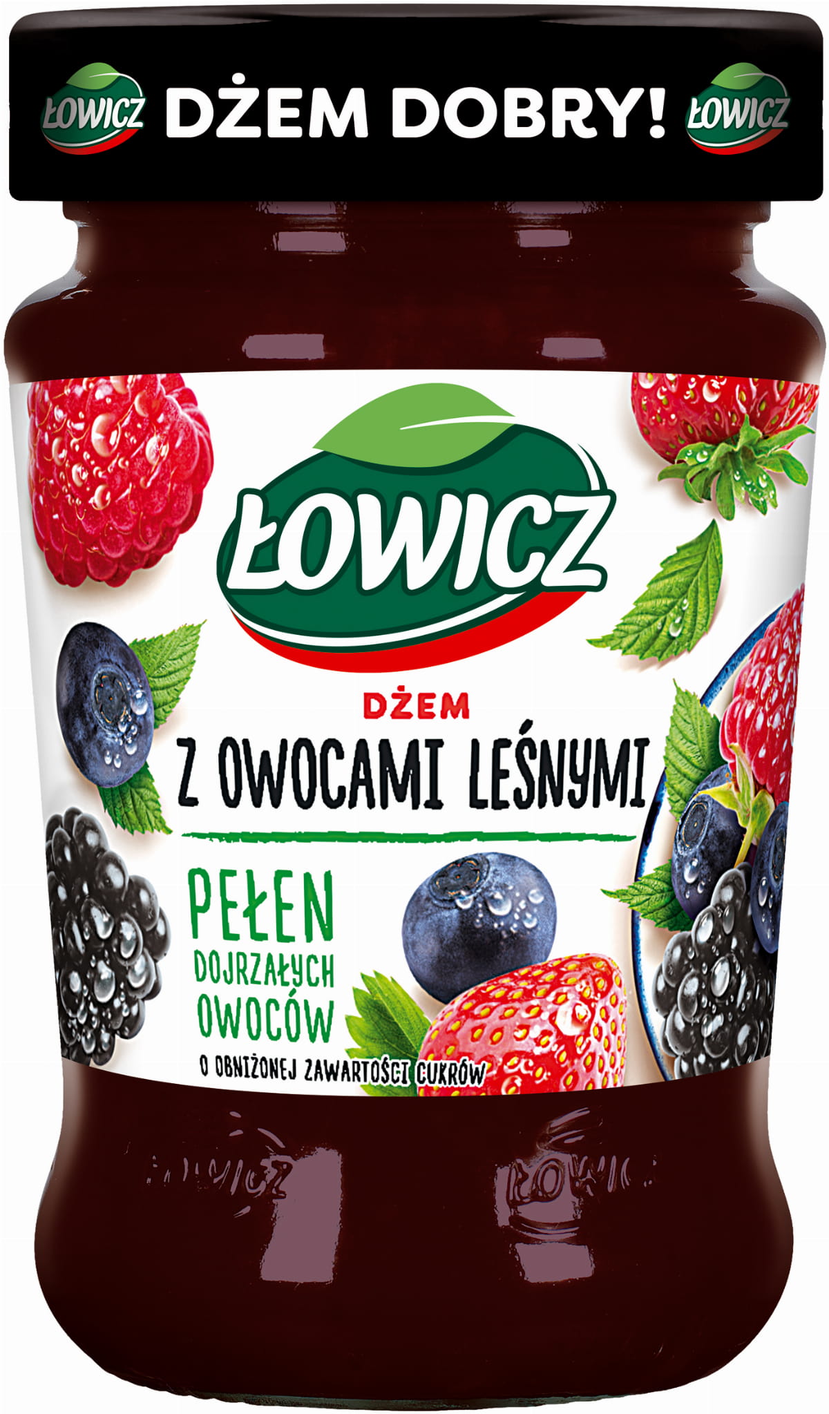 Łowicz Dżem z owoców leśnych o obniżonej zawartości cukrów 280 g