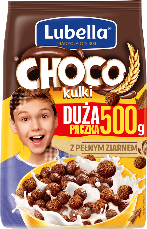 Lubella Mlekołaki Choco Kulki Zbożowe kulki o smaku czekoladowym 500g
