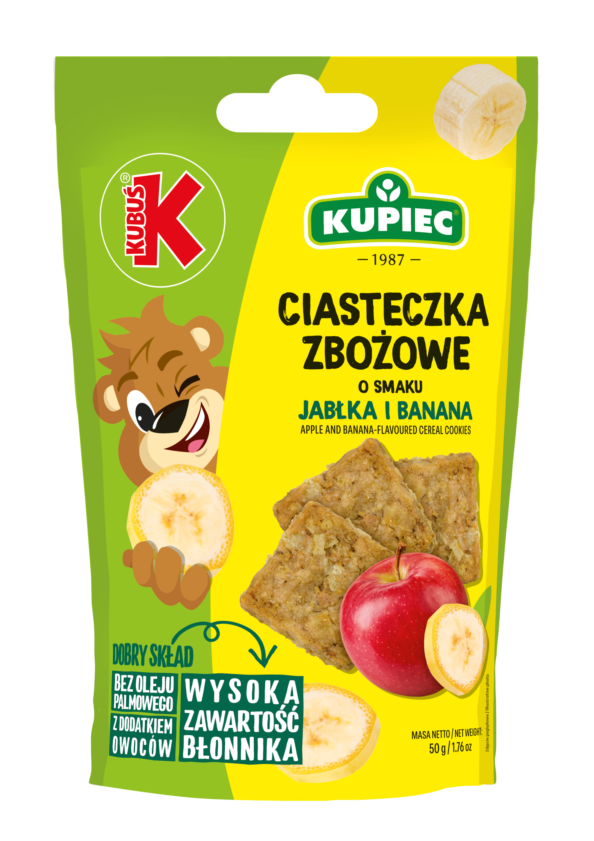 KUPIEC&KUBUŚ Ciasteczka zbożowe jabłko-banan 50g