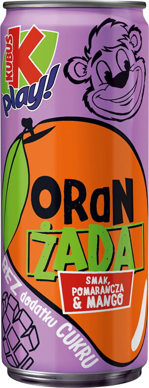 Kubuś Play Oranżada pomarańcza mango puszka 250 ml