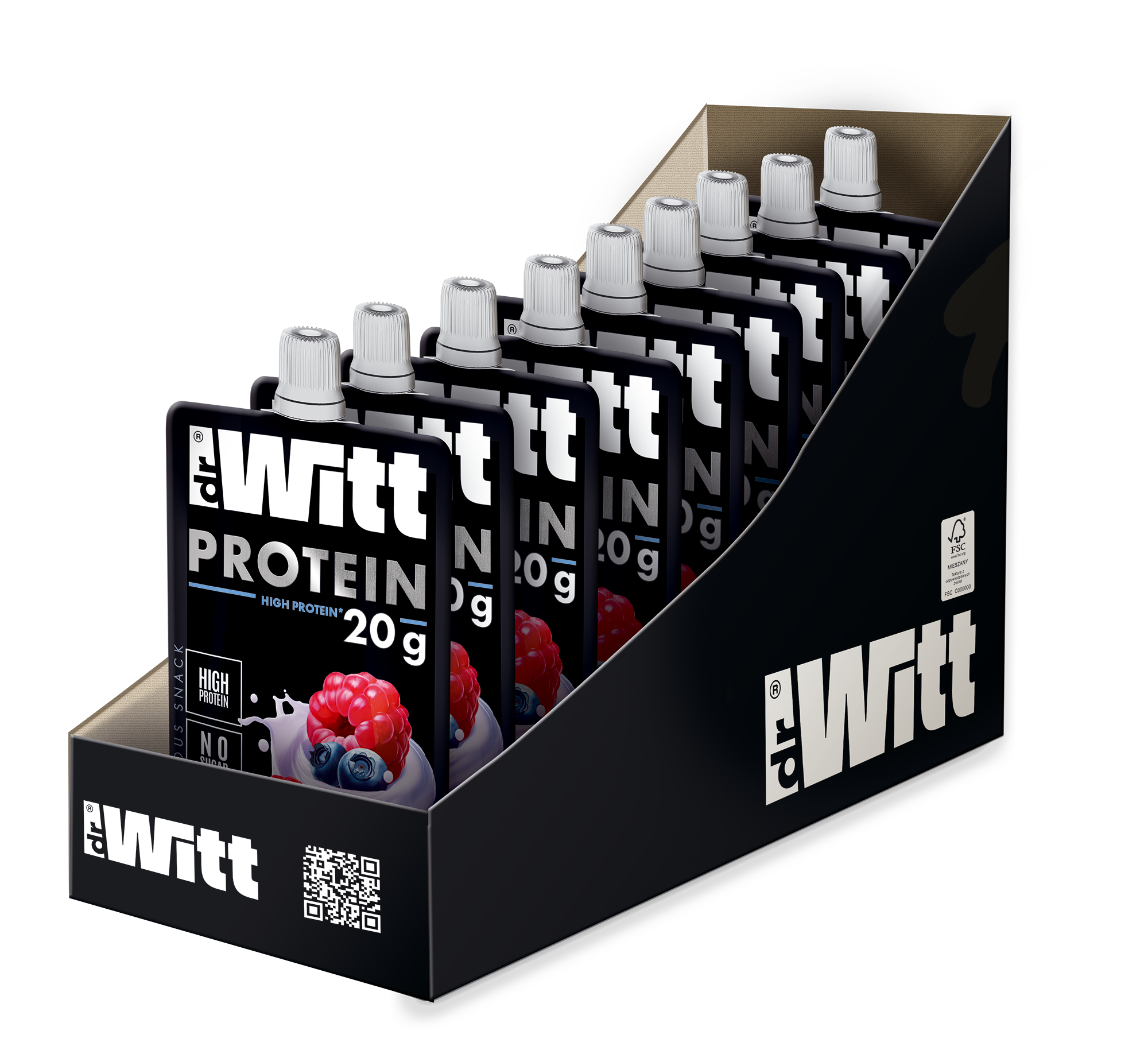 DR WITT Protein mus jabłko-malina-jagoda-cytryna 200g x9